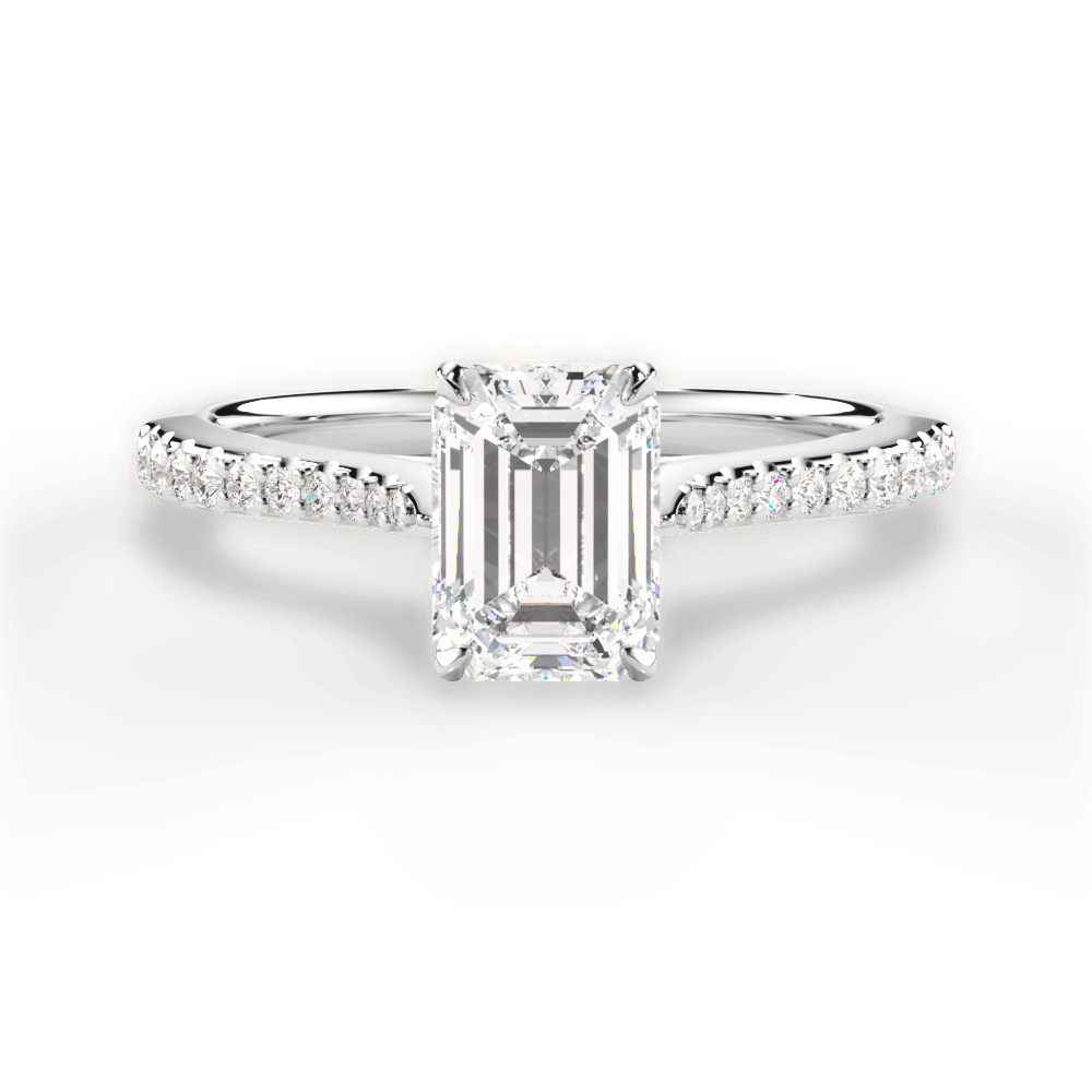 Danielle Emerald Cut Lab Grown Diamond Platinum Engagement Ring