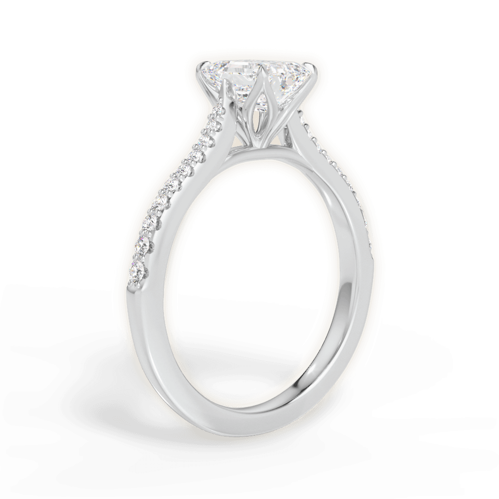 Danielle Emerald Cut Lab Grown Diamond 14Kt White Gold Engagement Ring - View 3
