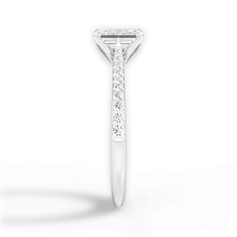 Danielle Emerald Cut Lab Grown Diamond 18Kt White Gold Engagement Ring - View 2