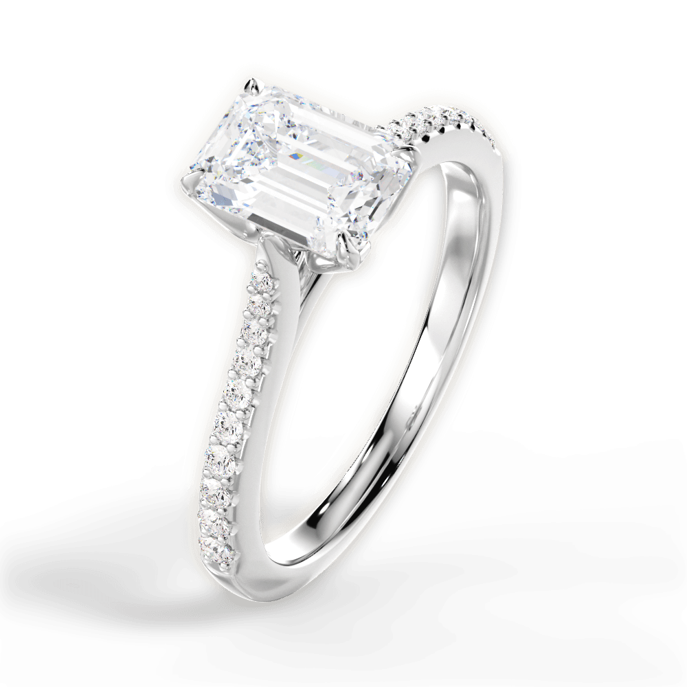 Danielle Emerald Cut Lab Grown Diamond 14Kt White Gold Engagement Ring - View 4