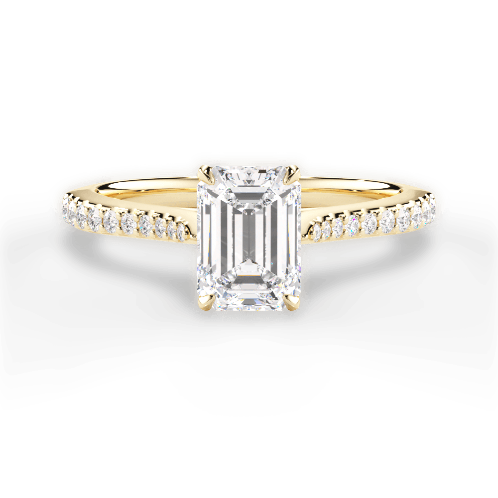 Danielle Emerald Cut Lab Grown Diamond 18Kt Yellow Gold Engagement Ring
