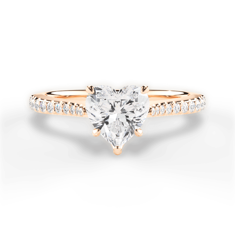 Danielle Heart Cut Lab Grown Diamond 18Kt Rose Gold Engagement Ring