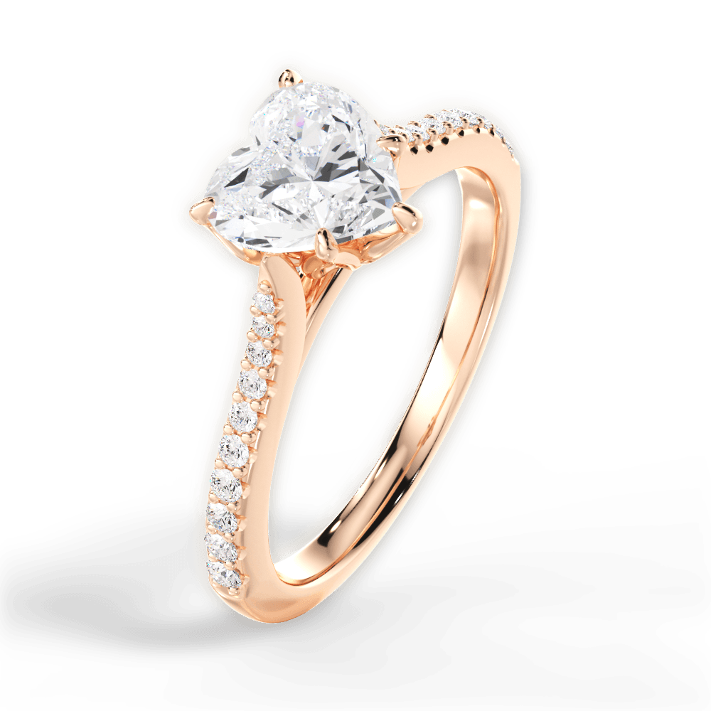 Danielle Heart Cut Lab Grown Diamond 18Kt Rose Gold Engagement Ring - View 2