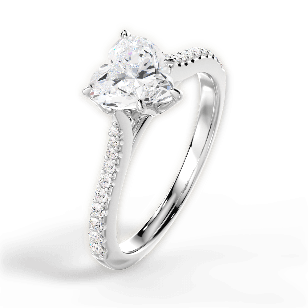 Danielle Heart Cut Lab Grown Diamond Platinum Engagement Ring - View 4