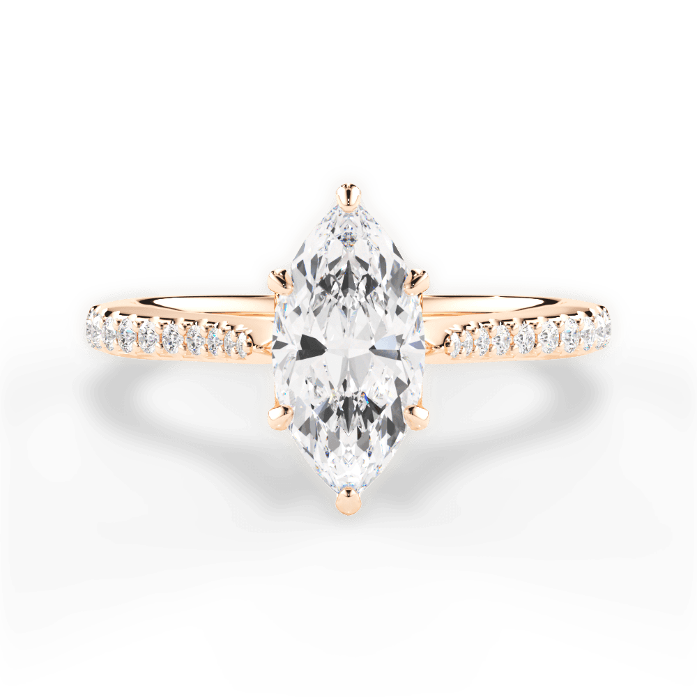 Danielle Marquise Cut Lab Grown Diamond 18Kt Rose Gold Engagement Ring