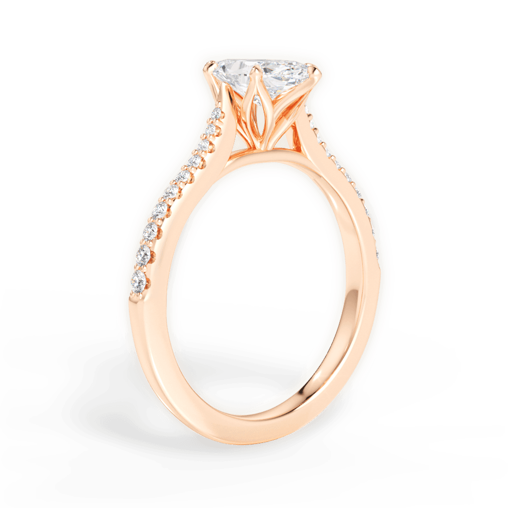 Danielle Marquise Cut Lab Grown Diamond 18Kt Rose Gold Engagement Ring - View 4