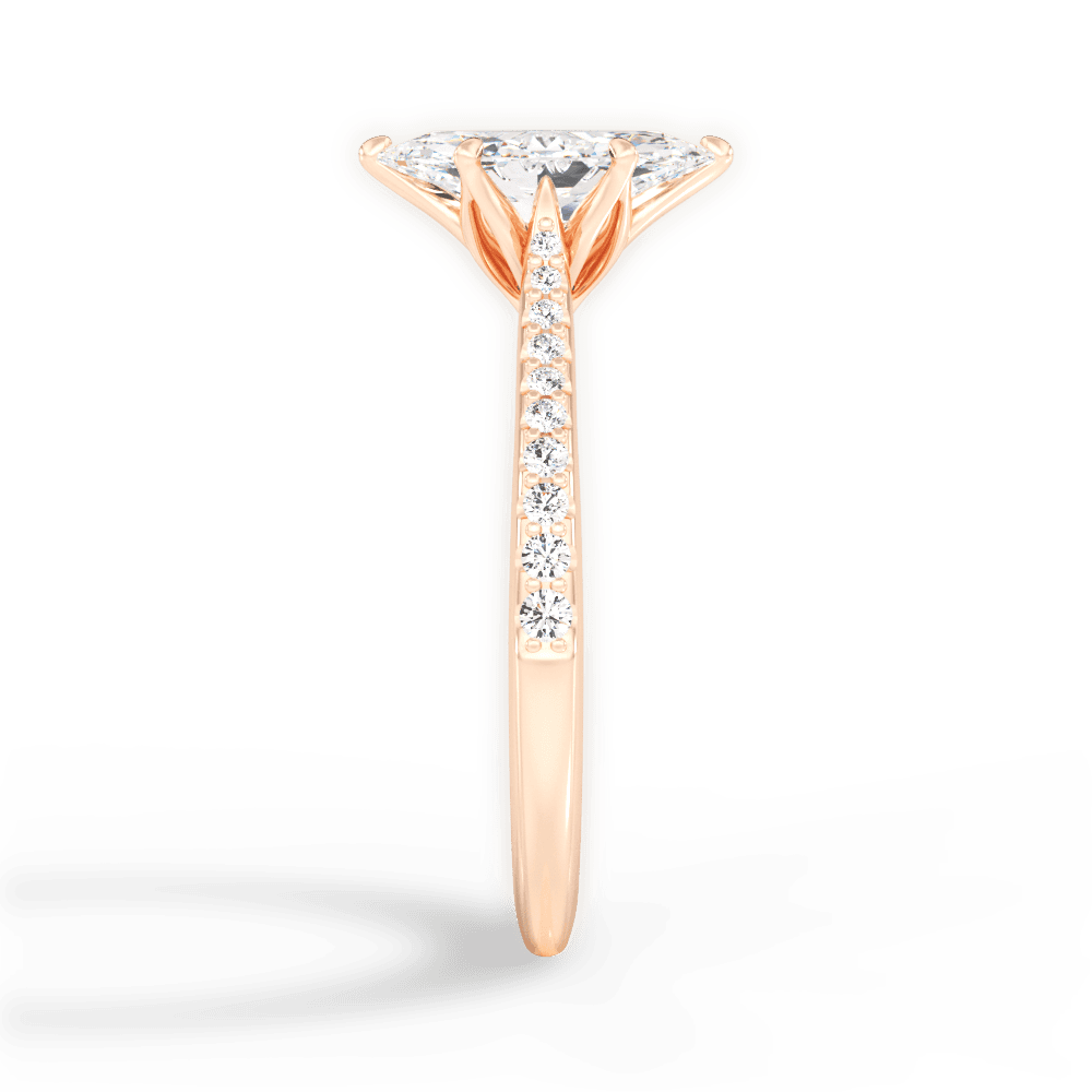 Danielle Marquise Cut Lab Grown Diamond 18Kt Rose Gold Engagement Ring - View 2