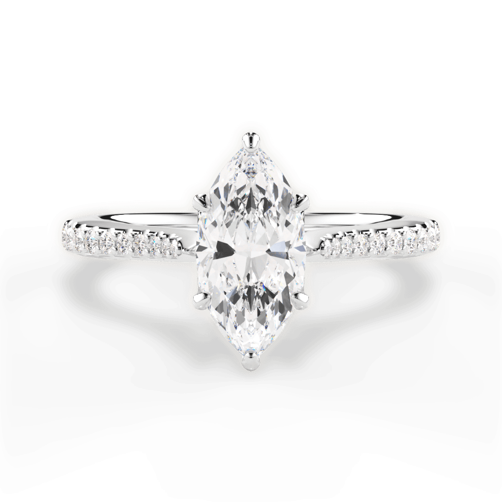 Danielle Marquise Cut Lab Grown Diamond 18Kt White Gold Engagement Ring
