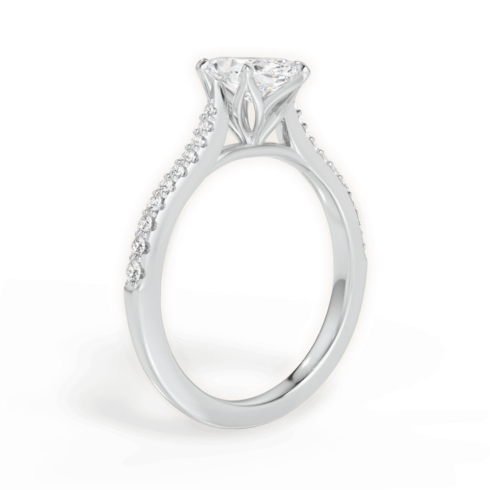 Danielle Marquise Cut Lab Grown Diamond 18Kt White Gold Engagement Ring - View 2