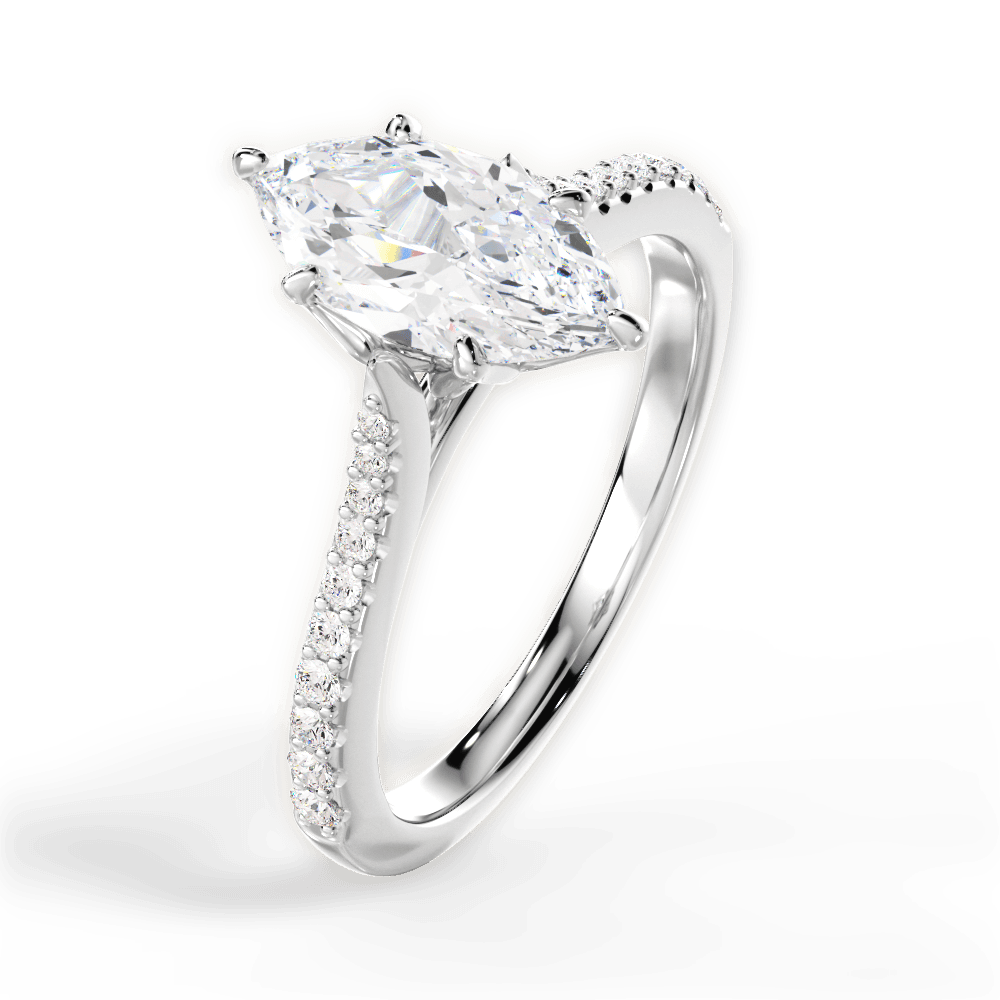 Danielle Marquise Cut Lab Grown Diamond 18Kt White Gold Engagement Ring - View 4