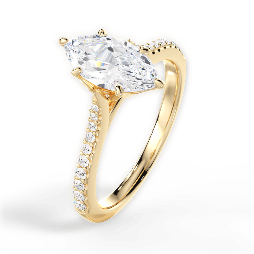 Danielle Marquise Cut Lab Grown Diamond 18Kt Yellow Gold Engagement Ring - View 4