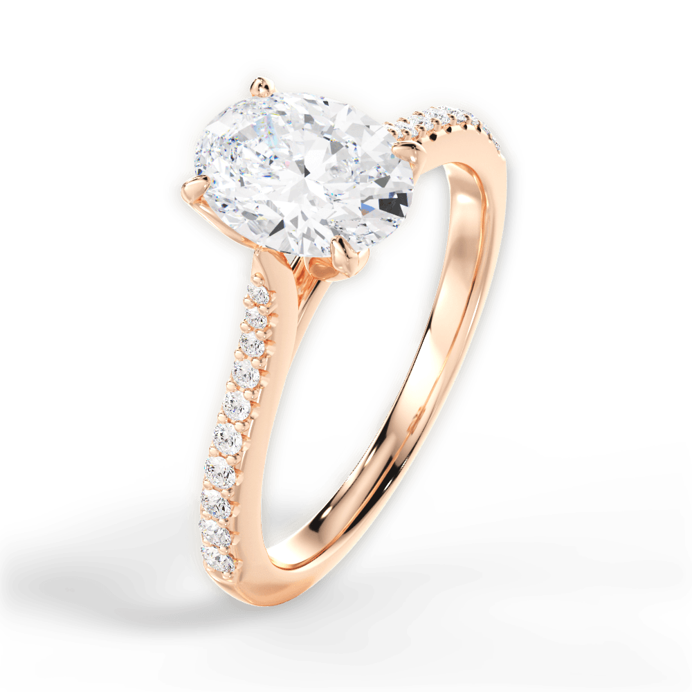 Danielle Oval Cut Lab Grown Diamond 18Kt Rose Gold Engagement Ring - View 3
