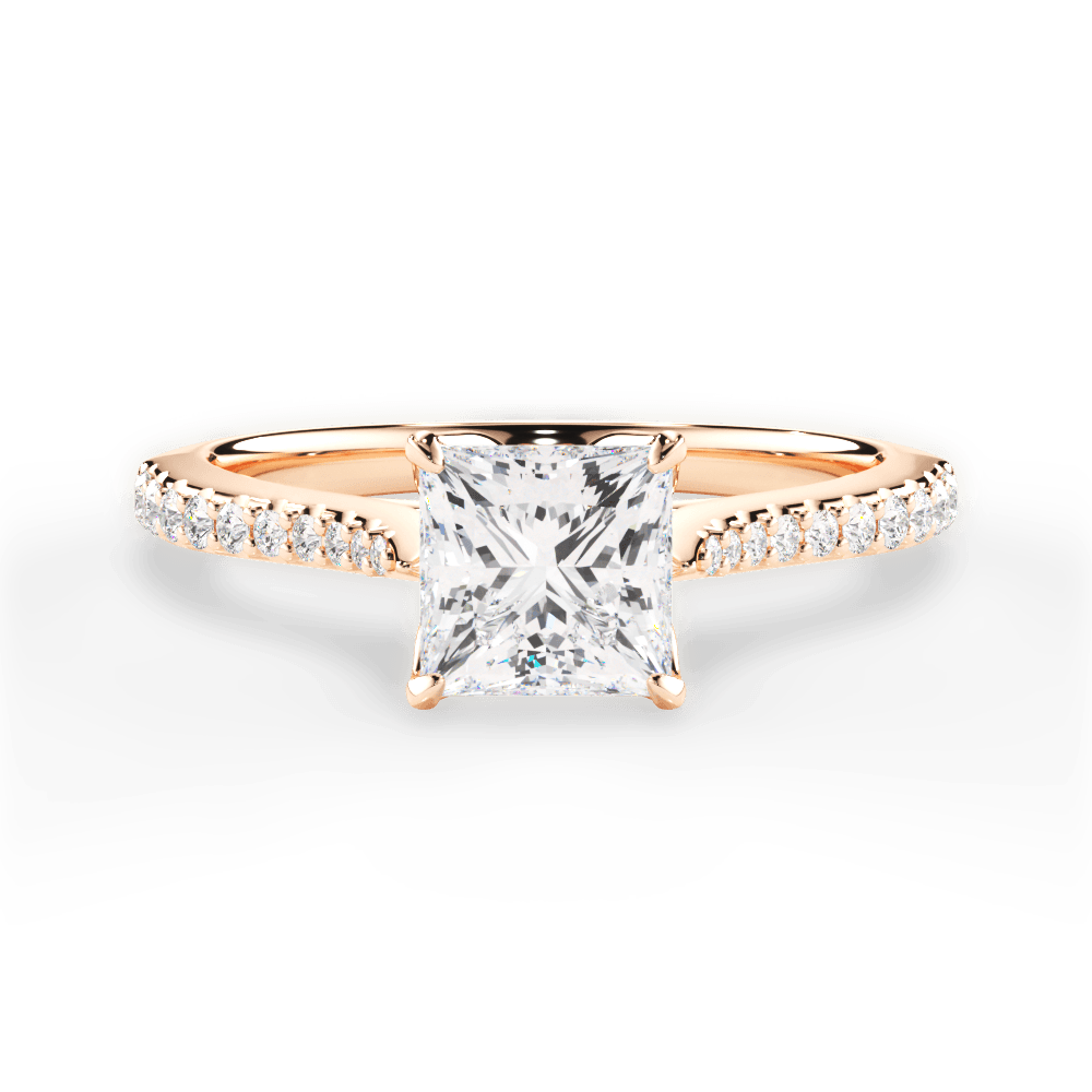 Danielle Princess Cut Lab Grown Diamond 18Kt Rose Gold Engagement Ring