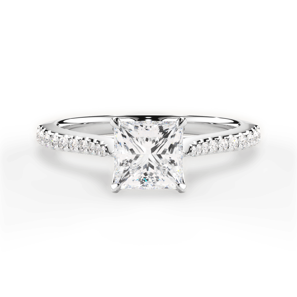 Danielle Princess Cut Lab Grown Diamond 14Kt White Gold Engagement Ring