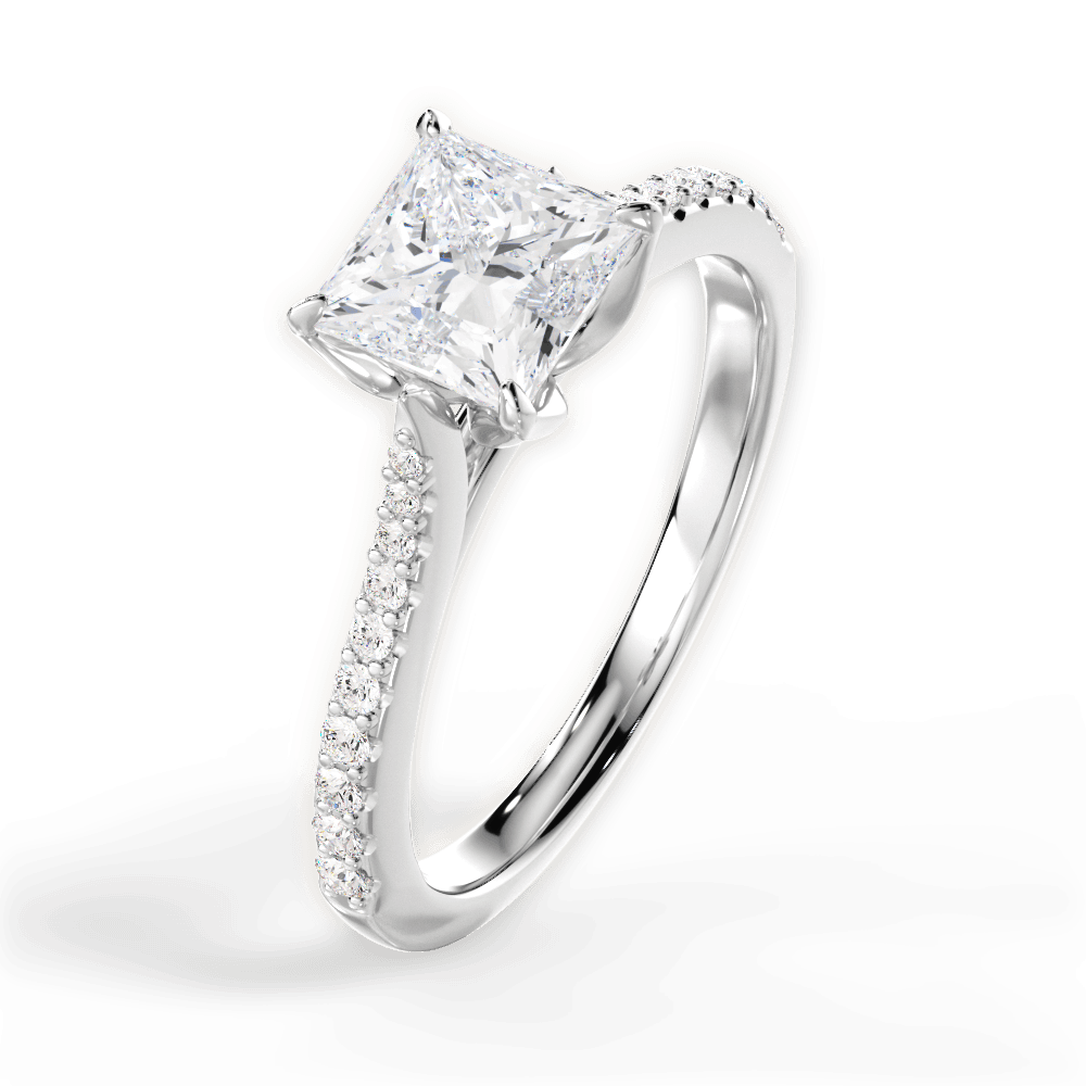 Danielle Princess Cut Lab Grown Diamond 14Kt White Gold Engagement Ring - View 4