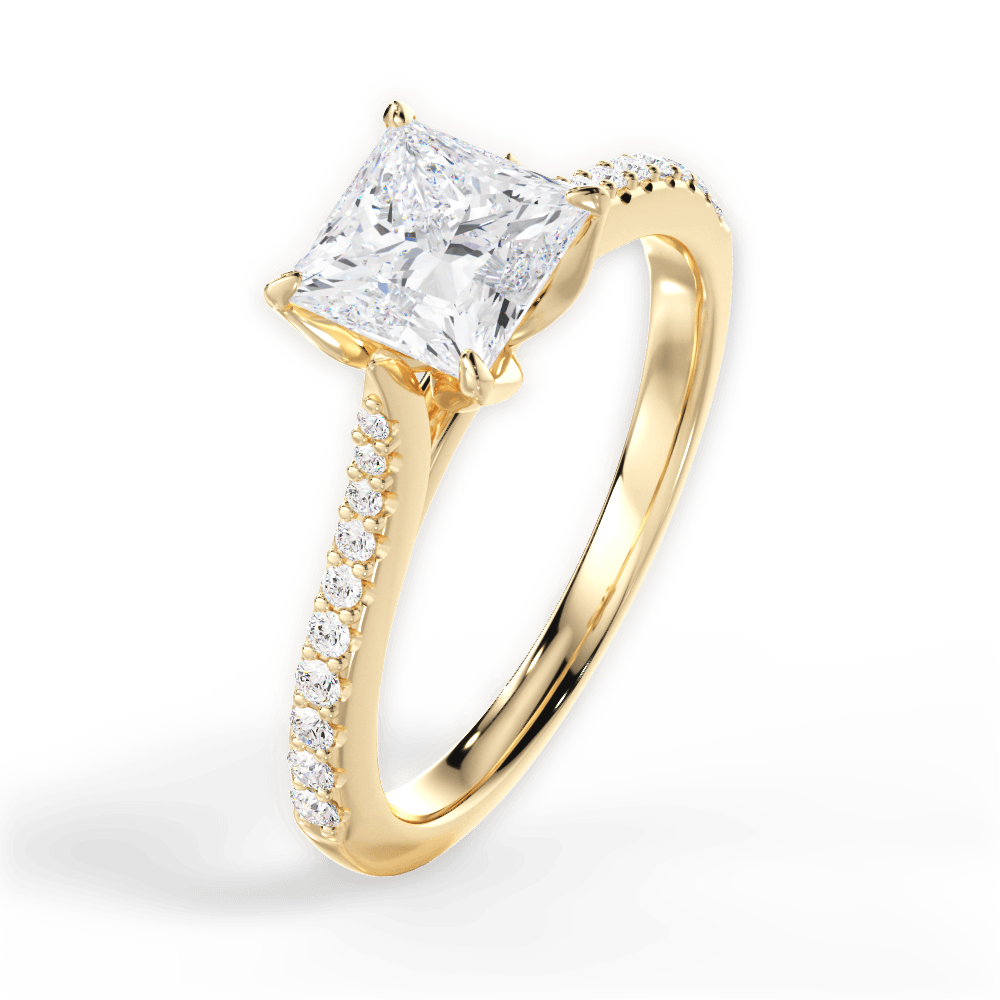 Danielle Princess Cut Lab Grown Diamond 18Kt Yellow Gold Engagement Ring - View 4