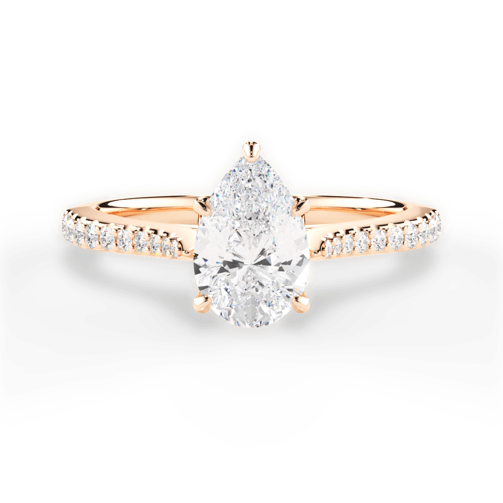 Danielle Pear Cut Lab Grown Diamond 18Kt Rose Gold Engagement Ring