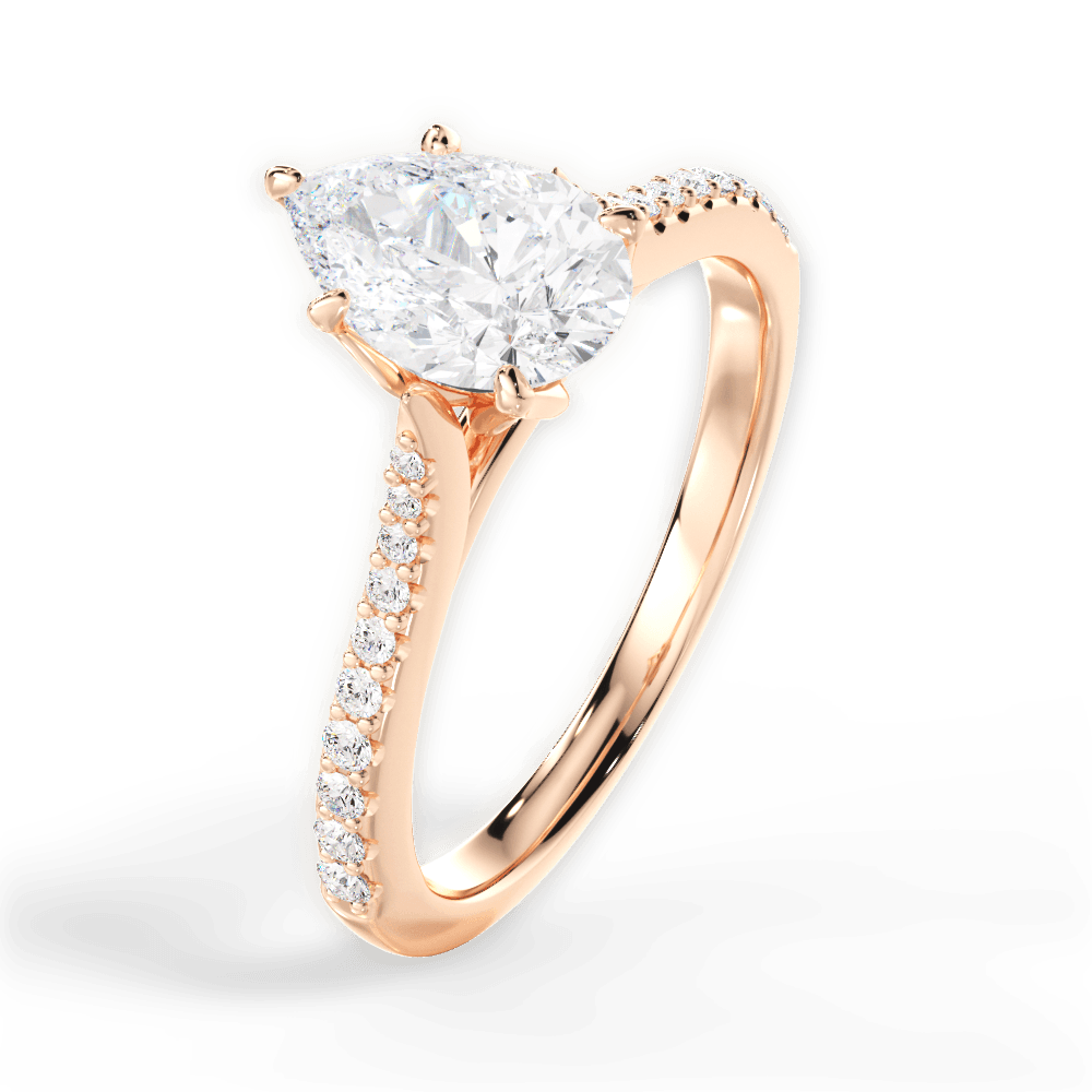 Danielle Pear Cut Lab Grown Diamond 18Kt Rose Gold Engagement Ring - View 3