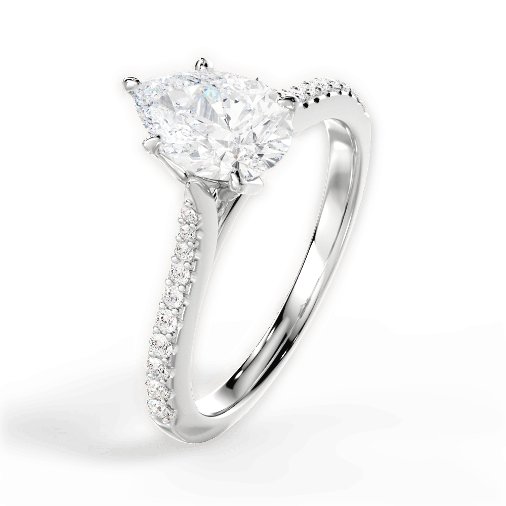 Danielle Pear Cut Lab Grown Diamond 14Kt White Gold Engagement Ring - View 4