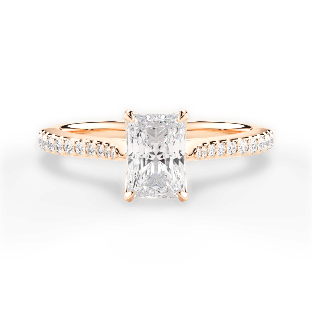 Danielle Radiant Cut Lab Grown Diamond 18Kt Rose Gold Engagement Ring