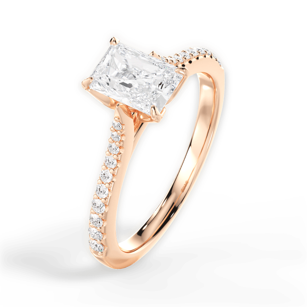 Danielle Radiant Cut Lab Grown Diamond 18Kt Rose Gold Engagement Ring - View 4