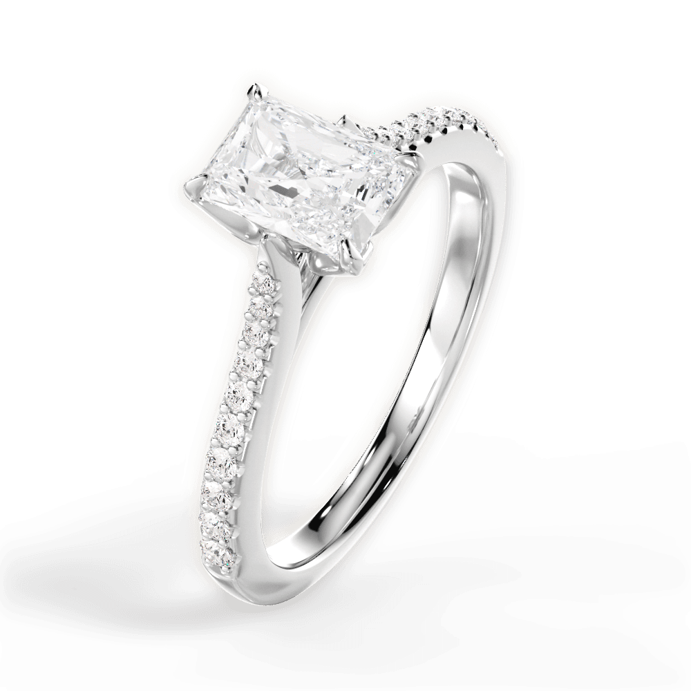 Danielle Radiant Cut Lab Grown Diamond Platinum Engagement Ring - View 3