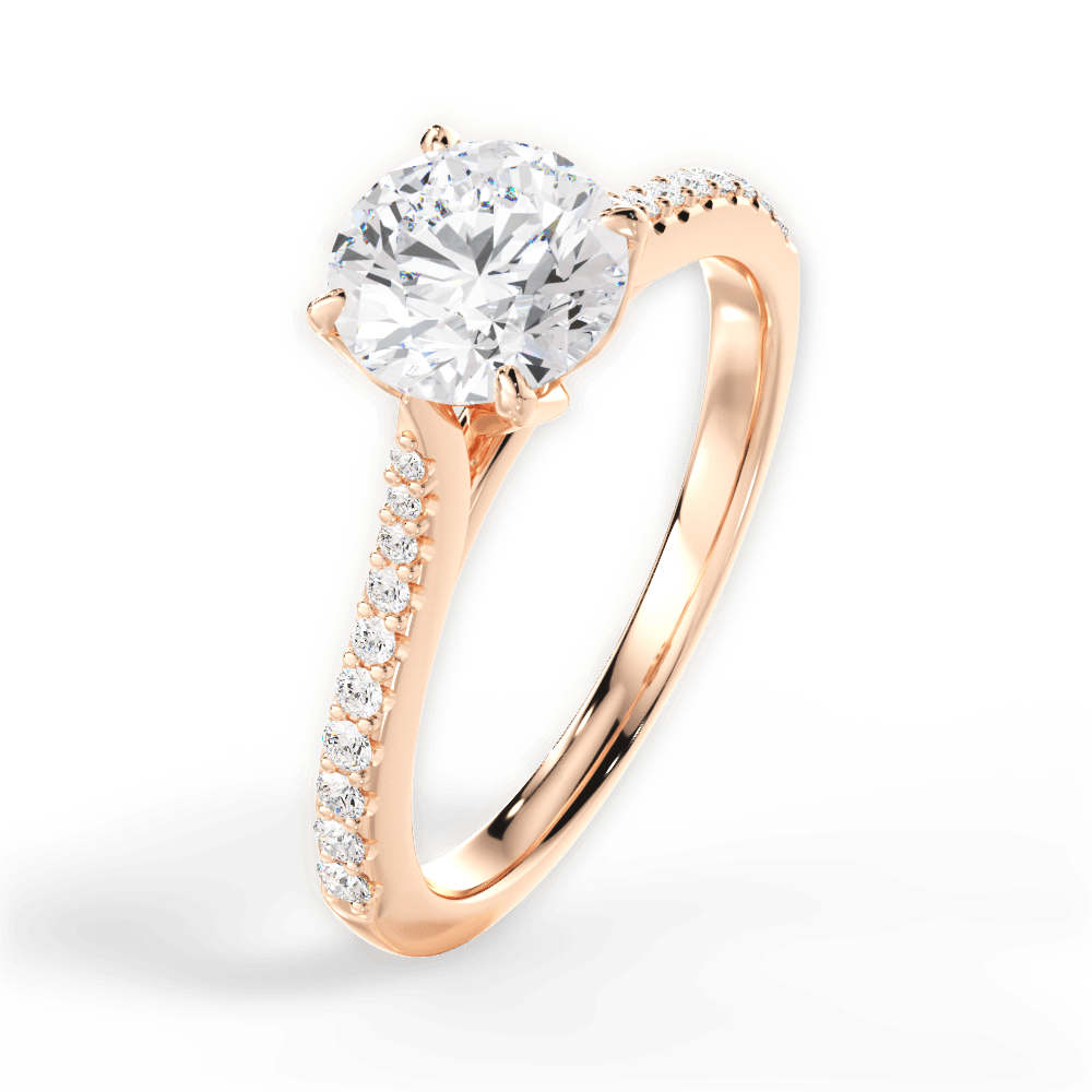 Danielle Round Cut Lab Grown Diamond 18Kt Rose Gold Engagement Ring - View 2