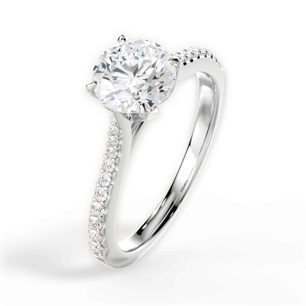 Danielle Round Cut Lab Grown Diamond Platinum Engagement Ring - View 3