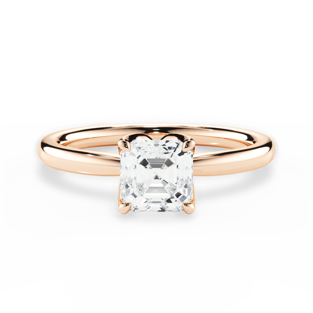 Abigail Asscher Cut Lab Grown Diamond 18Kt Rose Gold Engagement Ring