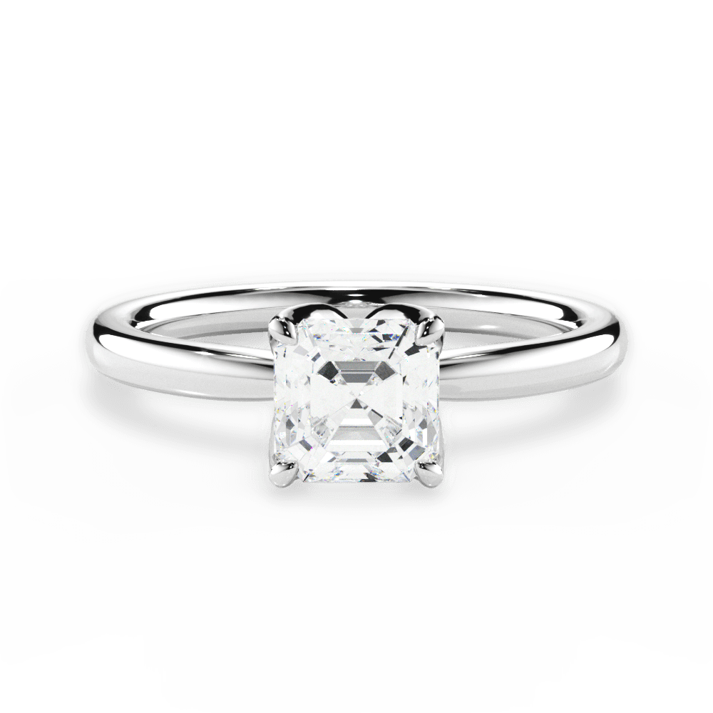 Abigail Asscher Cut Lab Grown Diamond 18Kt White Gold Engagement Ring