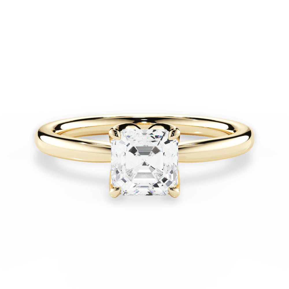 Abigail Asscher Cut Lab Grown Diamond 18Kt Yellow Gold Engagement Ring
