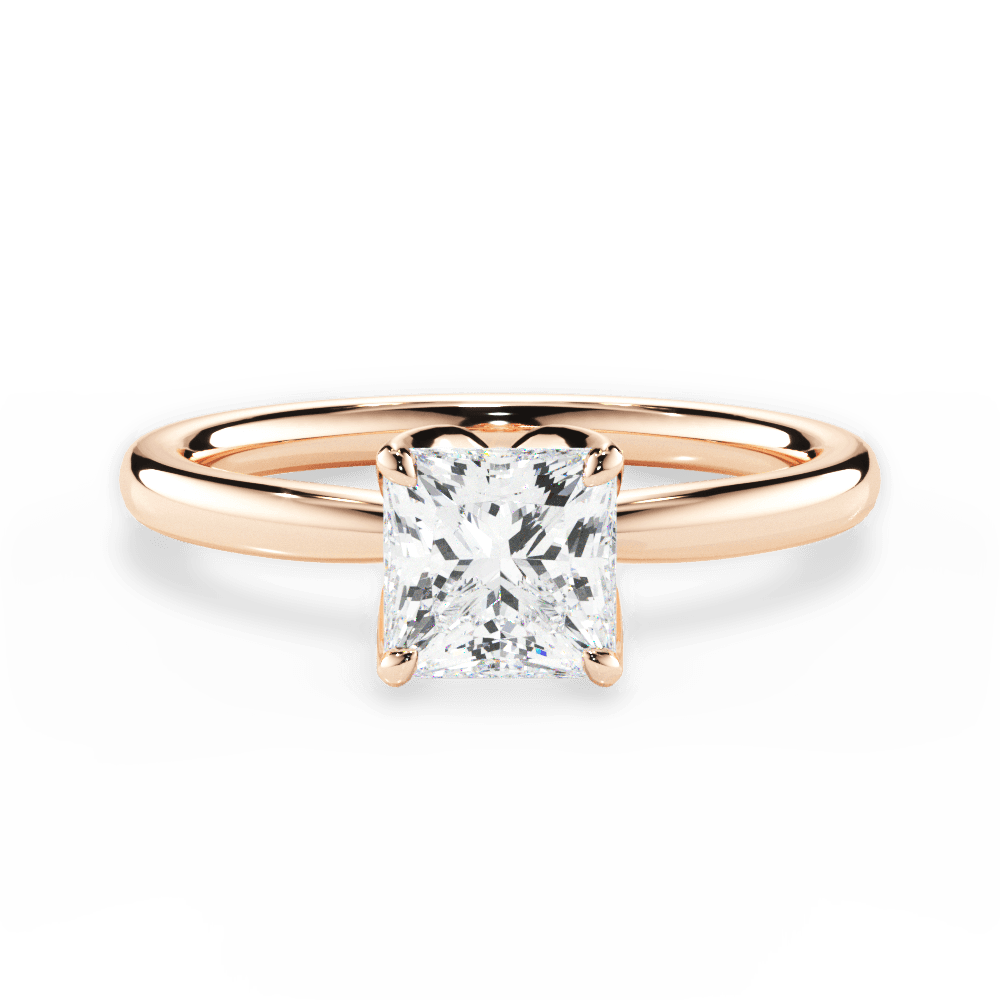 Abigail Princess Cut Lab Grown Diamond 18Kt Rose Gold Engagement Ring