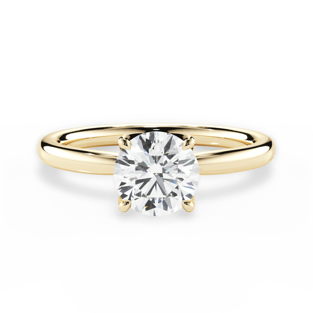 Abigail Round Cut Lab Grown Diamond 18Kt Yellow Gold Engagement Ring