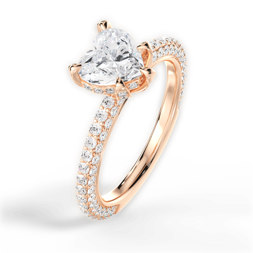 Madeline Heart Cut Lab Grown Diamond 18Kt Rose Gold Engagement Ring - View 4