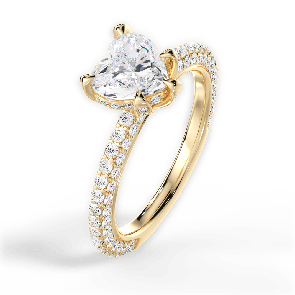 Madeline Heart Cut Lab Grown Diamond 18Kt Yellow Gold Engagement Ring - View 3