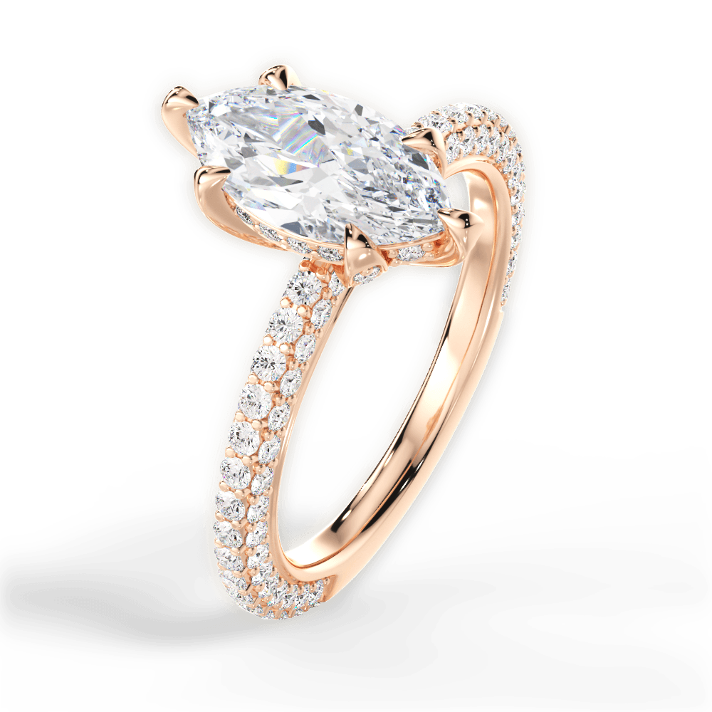 Madeline Marquise Cut Lab Grown Diamond 18Kt Rose Gold Engagement Ring - View 4
