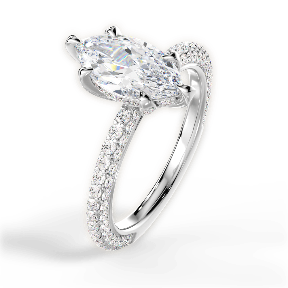 Madeline Marquise Cut Lab Grown Diamond 18Kt White Gold Engagement Ring - View 4