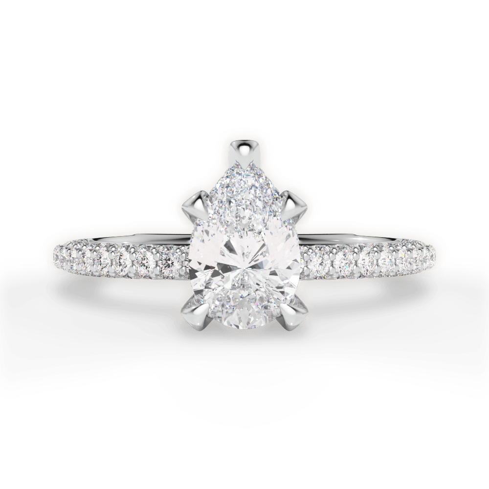 Madeline Pear Cut Lab Grown Diamond 14Kt White Gold Engagement Ring