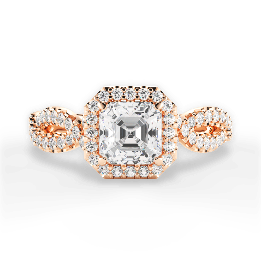 Latoya Asscher Cut Lab Grown Diamond 18Kt Rose Gold Engagement Ring