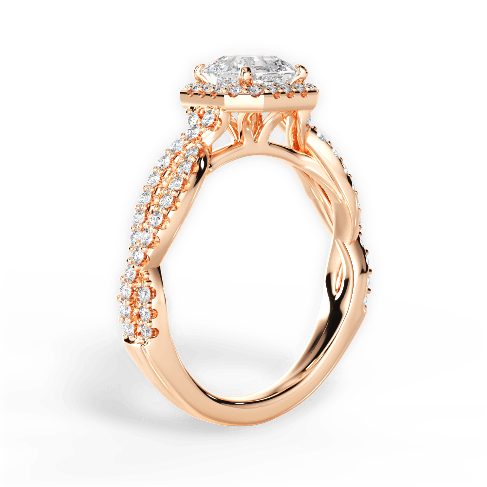 Latoya Asscher Cut Lab Grown Diamond 18Kt Rose Gold Engagement Ring - View 3