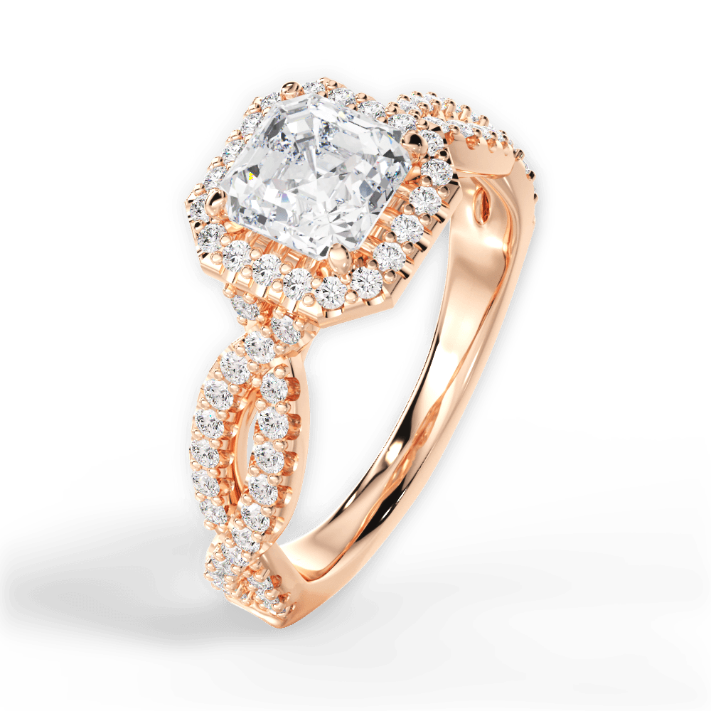 Latoya Asscher Cut Lab Grown Diamond 18Kt Rose Gold Engagement Ring - View 2