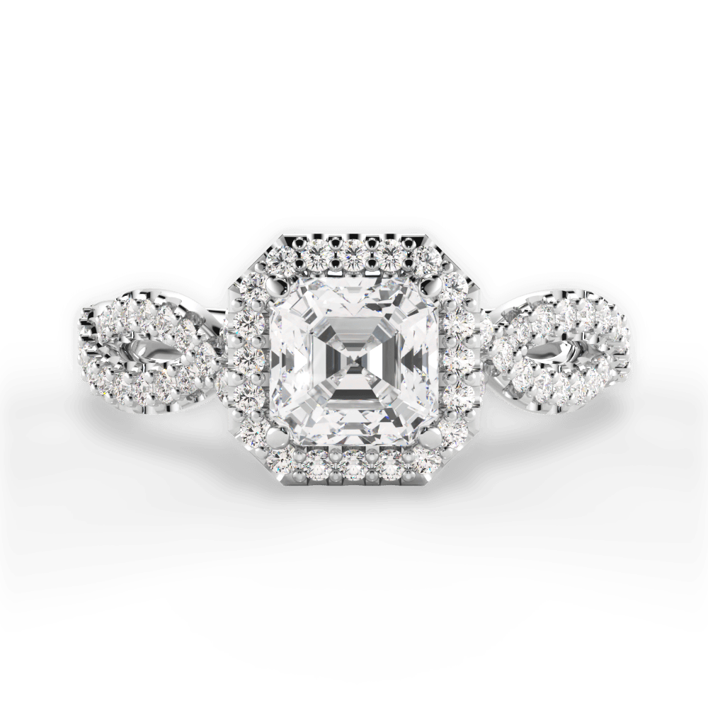 Latoya Asscher Cut Lab Grown Diamond 18Kt White Gold Engagement Ring