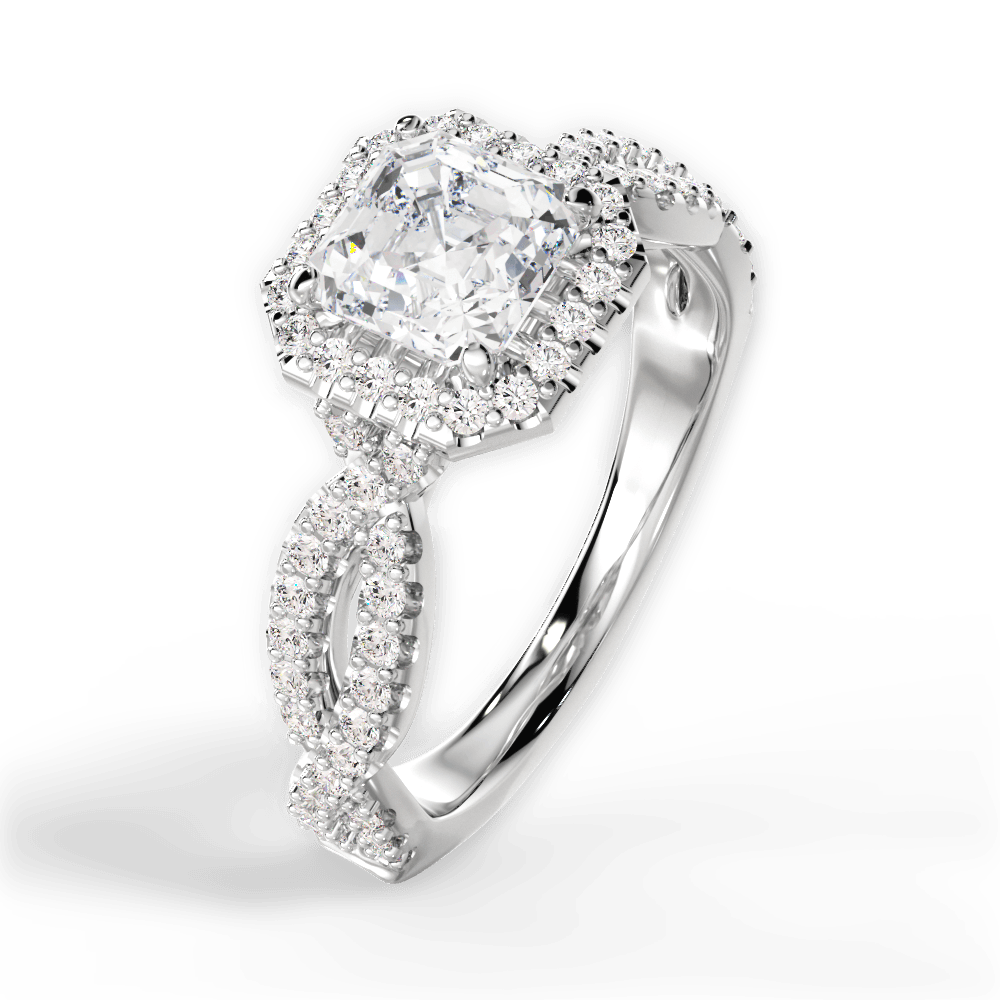 Latoya Asscher Cut Lab Grown Diamond 14Kt White Gold Engagement Ring - View 4