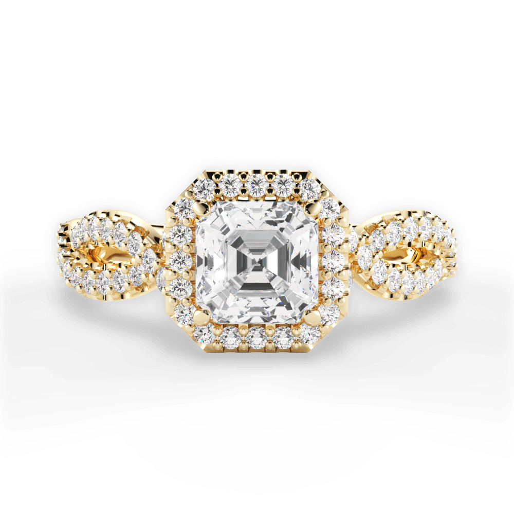 Latoya Asscher Cut Lab Grown Diamond 18Kt Yellow Gold Engagement Ring