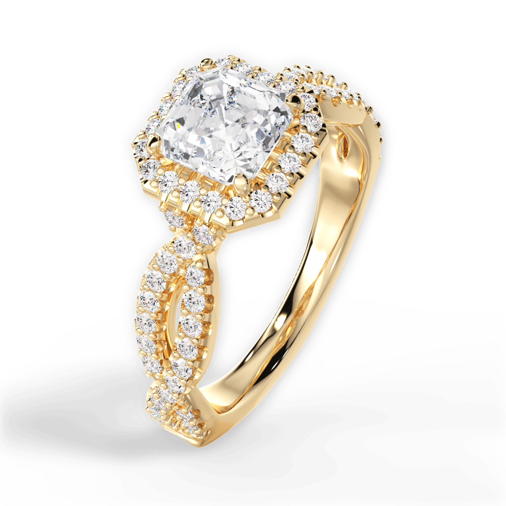 Latoya Asscher Cut Lab Grown Diamond 18Kt Yellow Gold Engagement Ring - View 4