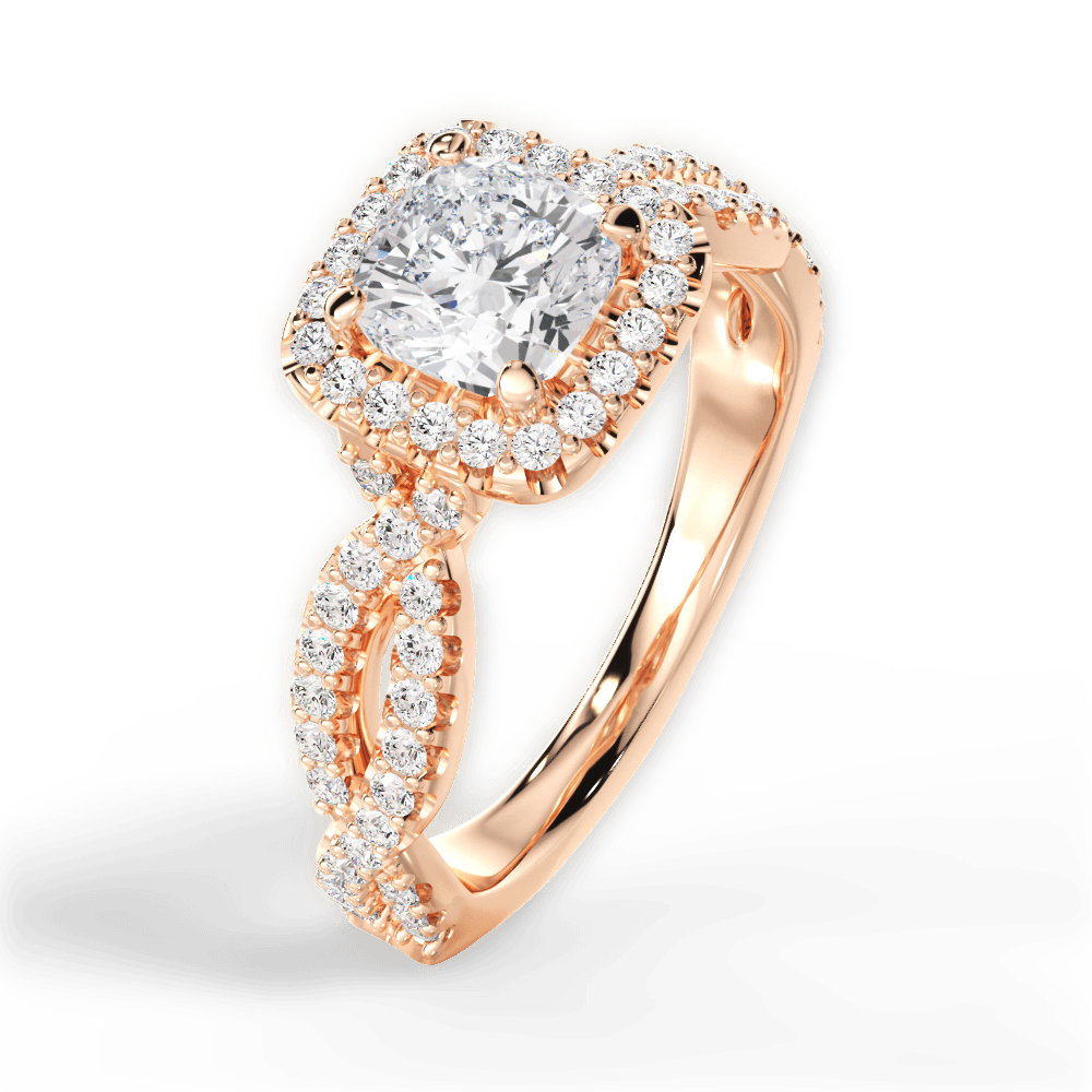 Latoya Cushion Cut Lab Grown Diamond 18Kt Rose Gold Engagement Ring - View 4