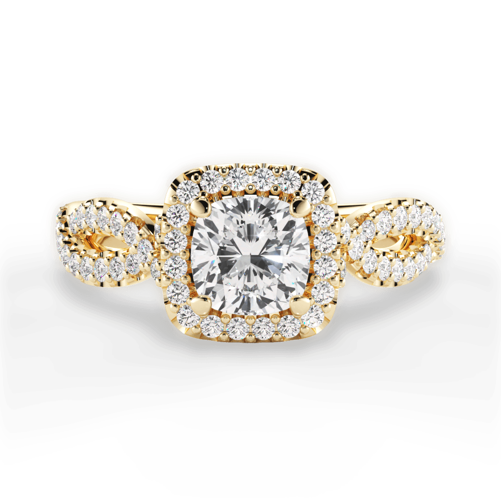 Latoya Cushion Cut Lab Grown Diamond 18Kt Yellow Gold Engagement Ring