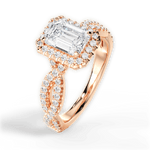 Latoya Emerald Cut Lab Grown Diamond 18Kt Rose Gold Engagement Ring - View 3