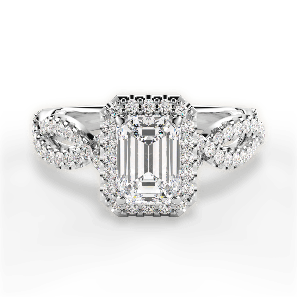 Latoya Emerald Cut Lab Grown Diamond 14Kt White Gold Engagement Ring