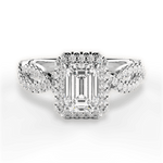 Latoya Emerald Cut Lab Grown Diamond 14Kt White Gold Engagement Ring